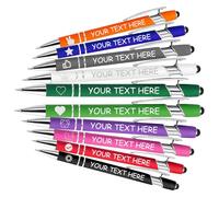 Stylo bille personnalisé, 10-50 pièces gravées d'un nom - Idée cadeau pour Noël, Mariage ou Entreprise - Modèle avec embout stylet - Personnalisation en gros de stylos à bille