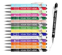 Stylo bille personnalisé, 10-50 pièces gravées d'un nom - Idée cadeau pour Noël, Mariage ou Entreprise - Modèle avec embout stylet - Personnalisation en gros de stylos à bille