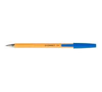 Stylo-bille - Q-CONNECT - Ecriture Fine 0.3mm - Capuchon bleu - Corps transparent - Longévité 2-3 ans