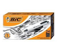 Stylo bille r tractable BIC Clic Stic Fashion, noir, lot de 24 Pointe de 1 mm R tractable Noir Lot de 24