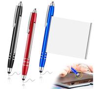 Stylo Bille Retractable, 2 en 1 Stylos à Bille avec Universel Stylet Tactile pour Tablette Smartphone iPad, Lot de 3 Cadeau Gadget Utile pour Bureau Fourniture Scolaire (Noir, Bleu, Rouge)