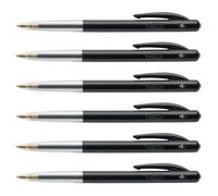 Stylo bille rétractable - BIC - M10 - Pointe moyenne 1 mm - Lot de 6 - Couleur noire