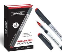 Stylo Bille Rouge - Lot De 12 - Stylo Rouge À Pointe Fine 0,5 Mm - Stylos Roller Très Précis Avec Encre Fluide Et Intense - Séchage Rapide (Rouge)