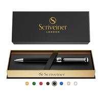 Stylo bille Scriveiner BlackGreen Stylo de luxe noir vert, finition chrome, recharge noire Schmidt, meilleur coffret cadeau pour homme et fe