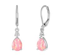 Stylo Cadeaux Colle Fabrication Bijoux Leverback Opal Dangle Drop Earrings For Women Girls Gold Plated Teardrop Earrings Fournitures Colle Perceuse Colle Bijoux (Pink, One Size)