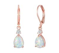 Stylo Cadeaux Colle Fabrication Bijoux Leverback Opal Dangle Drop Earrings For Women Girls Gold Plated Teardrop Earrings Fournitures Colle Perceuse Colle Bijoux (Rose Gold, One Size)