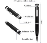 stylo caméra espion 1080P noir