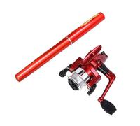 Stylo Canne à pêche avec Moulinet, Mini pôle, Roue de pêche rotative pour Accessoires d'extérieur, Rouge, 2 pièces