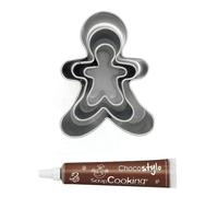 Stylo chocolat + 3 mini emporte-pièces Bonhomme en pain d'épices Youdoit