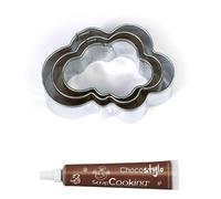 Stylo chocolat + 3 mini emporte-pièces en inox Nuages Youdoit