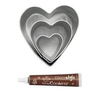 Stylo chocolat + 3 mini emporte-pièces inox Coeurs Youdoit