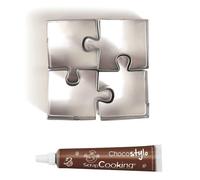 Stylo chocolat + 4 mini emporte-pièces inox Puzzle Youdoit