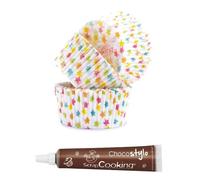 Stylo chocolat + Caissettes pour cupcakes Etoiles Scrapcooking