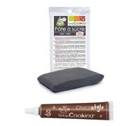 Stylo chocolat + Pâte à sucre grise 100 g Scrapcooking