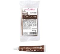 Stylo chocolat + Pâte à sucre marron 100 g Scrapcooking