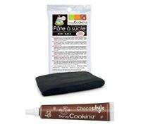 Stylo chocolat + Pâte à sucre noire 100 g Scrapcooking