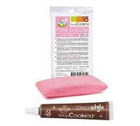 Stylo chocolat + Pâte à sucre rose 100 g Scrapcooking