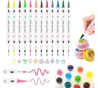 Stylo Colorants Alimentaire,12Pcs Marqueurs Comestibles,Edible Pigment Pen Marqueur Double Face pour Fondant Bricolage