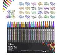 Stylo contour couleur double ligne, surligneur graffiti Lightstick, marqueurs métalliques de contour, pour les arts et l'artisanat, les projets de bricolage, les cartes de vœux 24 Colors