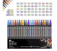 Stylo contour couleur double ligne, surligneur graffiti Lightstick, marqueurs métalliques de contour, pour les arts et l'artisanat, les projets de bricolage, les cartes de vœux 48 Colors