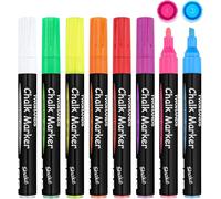 Stylo Craie Pour Tableau Noir, Marqueurs À Craie Liquide Couleurs Vives (Lot De 8), Pointe Réversible (3 Mm¿4,5 Mm), Feutre Effaçable Pour Fenêtres, Tableaux, Enseignes, Verre, 19547
