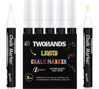 Stylo Craie Pour Tableau Noir,Marqueurs À Craie Liquide Effaçable Blancs (Lot De 5),Pointe Réversible,Feutre Craie Pour Fenêtres,Tableaux,Enseignes,Verre,19530