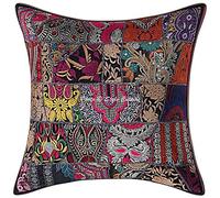 Stylo Culture Bohème Housse De Coussin pour Lit 60 x 60 cm Coton Gros Noir Patchwork Vintage Abstrait Carré Fermeture Enveloppe 24x24 inch Décoratif Housses d'oreiller pour Salon - 1 Pièce