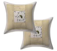 Stylo Culture Décoratif Housse De Coussin Lit 40x40 cm Polydupion Blanc Patchwork De Brocart Brodé Floral Carré Fermeture Enveloppe 16x16 inch Bohème Taies d'oreiller Salon - 2 Pièces