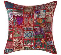 Stylo Culture Décoratif Housse De Coussin Salon 60x60 cm Coton Gros Rouge Patchwork Vintage Abstrait Carré Fermeture Enveloppe 24x24 inch Bohème Taies d'oreiller Lit - 1 Pièce