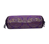 Stylo Culture Indien Polydupion cylindrique décoratif traversin Tubulaire taie d'oreiller Couvre-Ore Violet doré éléphant Rond Grand diwan Cylindre Cylindre Oreiller (1 Pc) | 30x15 Pouces (76x38 cm)