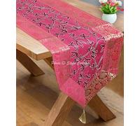 Stylo Culture Table Basse Indienne Runner Jacquard 6 Pi Magenta Pourpre Traditionnel Brocart Décoratif Set De Table Zari Glands Brodés Large Ethnique Partie Mariage Décoration De Réception
