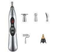 Stylo d'acupuncture électronique 9 vitesses, stylo d'acupuncture rechargeable par USB pour soulager la douleur, vibrant avec 5 têtes de massage pour soulager la douleur