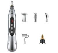 Stylo d'acupuncture électronique rechargeable par USB, stylo vibrant à 9 vitesses pour soulager la douleur avec 5 têtes de Massage