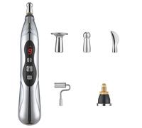 Stylo d'acupuncture électronique, stylo d'acupuncture rechargeable USB à 9 vitesses pour soulager la douleur, 5 têtes de massage