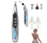 Stylo d'acupuncture, stylo rechargeable par USB, d'accupression avec 3 têtes de massage 9 niveaux, puissant méridien énergétique for le bureau, les loisirs et travail