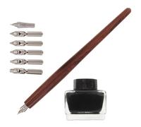 Stylo de Calligraphie avec 6 Plumage Interchangeables Vintage en Bois | Apprentis et Artistes, Écriture Traditionnelle, Tracés Variés, Encre et Enveloppes, Journaling et Lettrage
