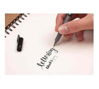 Stylo de calligraphie - TOMBOW - Fudenosuke Twin - Double pointe pinceau - Encre à base d'eau inodore - Noir/gris