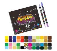 Stylo de couleur acrylique double face pour la fabrication de cartes, journalisation sur papier, bois, tissu, marqueur double pinceau