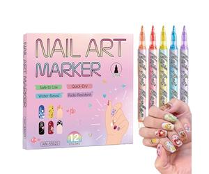 Stylo de décoration des ongles - 12 couleurs outil vernis à séchage rapide - feutres émail, pour, cadeaux pour chaussettes de Noël, débutants, adolescentes, filles, femmes, magasin de beauté