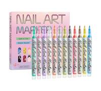 Stylo de décoration des ongles - 12 couleurs vernis à séchage rapide pointe de 0,7 mm, feutres vernis à ongles - pour, cadeaux pour chaussettes de Noël, débutants, adolescentes, filles, femmes