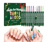 Stylo De Dessins Et Décoration Sur Ongles | 12 Couleurs Stylos Artistiques De Manucure De Noël,Marqueur Liner Pour Peinture Bricolage Sur Ongles,Pour Femmes Débutants Fête De Noël
