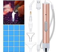 Stylo de Diamant Peinture 5D DIY Avec Lumière - Outil de Forage à Pointe - 20 Pièces Argile de Colle et 5 Têtes de Rechange