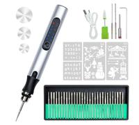 Stylo de Gravure Électrique avec 36 Bits- Graveur Rotatif Rechargeable USB sans Fil, Mini Outil de Gravure Portable pour Métal, Bois, Verre, Plastique, Bijoux et Pierre (Argenté)