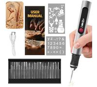 Stylo de gravure électrique avec régulateur à 3 vitesses, jusqu'à 25 000 tr/min, mini graveur avec 30 embouts, rechargeable par USB, multifonction, pour bois, bijoux, métal, verre, céramique, idéal