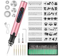 Stylo de gravure électrique pouvant être gravé sur métal, verre, céramique, bois, kit d'outils de gravure avec 16 modèles adaptés pour la création de bricolage, l'artisanat, les accessoires