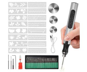 Stylo de gravure électrique sans fil avec 37 bits, kit de gravure rotatif rechargeable par USB pour le marquage à faire soi-même, graver plus de 50 surfaces, idéal pour la gravure sur métal, bois