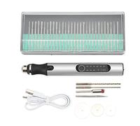 Stylo de gravure rechargeable USB, outil de précision portable sans fil à 3 vitesses avec kit d'accessoires de 30 pièces pour artistes, bricolage, gravure de bois de jade, (Argent)