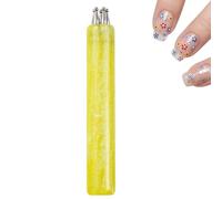 Stylo de Nail Art à 5 Pétales pour Fleurs en Un Coup,Pointe Fine de 1,8 mm,Nail Polish Pens,Dotting Tool,Outils Design Fleurs,Applicateur Strass et Manche en Acier Inoxydable,Nails Art DIY (Jaune)