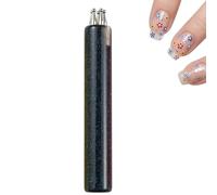 Stylo de Nail Art à 5 Pétales pour Fleurs en Un Coup,Pointe Fine de 1,8 mm,Nail Polish Pens,Dotting Tool,Outils Design Fleurs,Applicateur Strass et Manche en Acier Inoxydable,Nails Art DIY (Noir)
