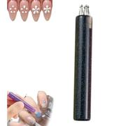 Stylo de Nail Art pour Fleurs à 5 Pétales - Outil pour Ongles en Acrylique avec Pointe à Bille en Acier Inoxydable - Création de Motifs Floraux en un Seul Geste - Idéal pour Débutants (Noir)
